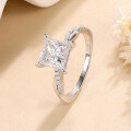 wholesale S925 sterling silver plated with 18K gold, cross-border new 2-carat princess-cut moissanite ring classic four-prong moissanite engagement ring-0-0