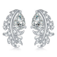 wholesale S925 silver drop zircon earrings, high-end designer-inspired fashion jewelry, European and American style, Chanel-inspired tassel pure silver earrings-Platinum>925 silver