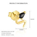 wholesale S925 Sterling Silver Animal Black Zircon Light Luxury Earrings, Women's Fashion Retro Trendy Minimalist Earrings-0-8