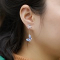 wholesale S925 sterling silver French fashion trendy plique-à-jour enamel butterfly earrings, minimalist and girly ear accessories-0-4