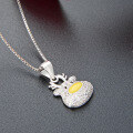 wholesale S925 Sterling Silver with Zirconia, a Deer-Themed Diamond-Encrusted Animal Pendant Necklace, Japanese and Korean Style Christmas Reindeer Collarbone Chain-0-1
