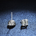 S925 Silver Four-Prong Earrings Square Emerald Pagoda Wedding Moissanite-0-2