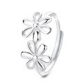 wholesale S925 Sterling Silver Korean Style Minimalist Floral Open Adjustable Ring Trendy Versatile Index Finger Ring for Women-0-4
