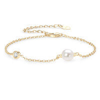S925 Sterling Silver Simple Natural Freshwater Pearl Bracelet for Women-Style R bracelet [6-6.5mm natural freshwater pearl] 17cm  925 silver