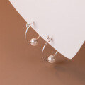 wholesale S925 Sterling Silver Earrings Women Simple Korean Style Hoop Shell Pearl Synthetic Pearl Ear Hoop Minimalist Ear Jewelry E3828-0-2