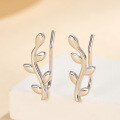 wholesale S925 sterling silver cross-border best-selling leaf ear clips, fashionable, versatile, and elegant for commuting, ear cuff earrings-0-1