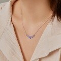 wholesale S925 Sterling Silver Korean New Style Women's Necklace Small Pave Diamond Design Pendant with Colored Zirconia Drop Collarbone Chain Wholesale-0-3