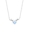 Sterling Silver Moose Necklace with Moissanite Pendant, Fashion Design-0-3