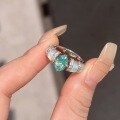 wholesale S925 Sterling Silver Vintage Style Paraiba Tourmaline Mother-of-Pearl Ring for Women, Mint Green Blue Color Gemstone with Diamonds-0-1