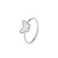 wholesale S925 Sterling Silver Korean and Japanese Style Minimalist Design Iridescent Butterfly Ring for Women Adjustable Open Ring with Engraving-0-4