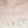 925 Silver 20ct Moissanite Cross Pendant Necklace, Women's Light Luxury Full Diamond Layering Chain-0-2