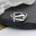 wholesale S925 Sterling Silver Pig Nose/Asymmetrical Screw Pattern Ring, Dongdaemun Fashionable and Elegant Ring-0-4