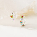 wholesale S925 Sterling Silver Sweet Ins Style Niche Design Dopamine Colorful Enamel Flower Ear Clasp M06672-0-3