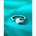 wholesale S925 Sterling Silver Freshwater Pearl Ring Open Adjustable Fashion Unique Niche Design Autumn Winter Finger Ring Index Finger Ring High-End Feel-0-3