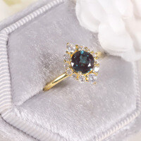 wholesale S925 Sterling Silver Classic Minimalist Synthetic Alexandrite Gemstone Ring Cross-border TikTok Color Change Stone Ring-Synthetic Alexandrite Ring  US 7