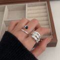 wholesale S925 Sterling Silver Heavy Workmanship Wide Band Open Ring for Women, Unique and Stylish Original Niche Design Ins Trendy Ring-0-2