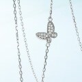 wholesale S925 Sterling Silver Sweet and Versatile Blue Plique-à-Jour Enamel Butterfly Necklace for Women, Fashionable and Elegant, with a Unique Design-0-3