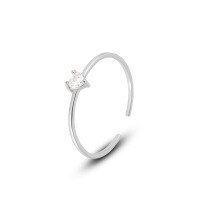 wholesale S925 Sterling Silver Women's Versatile Simple Small Love Heart Colored Zircon Ring, Adjustable Open Band-K1430-white zirconium platinum opening adjustable