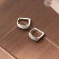 wholesale S925 Sterling Silver Minimalist Letter D-Shaped Full Diamond Ear Clasp for Women, Small Batch Personalized Fashion Ear Clasp, Luxury Earrings-0-1