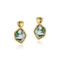 wholesale S925 Silver Geometric Green Moss Agate Earrings for Women, Korean Style Watercolor Ear Studs, European and American Light Luxury Cross-Border Supply-0-4