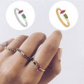 wholesale S925 Sterling Silver Ring With Irregular Colored Zircons, Gold Plated, Adjustable, Minimalist-0-3