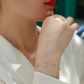 wholesale S925 silver hot-selling extension clasp moissanite five-flower bracelet, non-fading, luxurious high-end wholesale bracelet-0-3