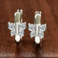wholesale 925 Sterling Silver Micro-Pave Zircon Butterfly Hoop Earrings with Ear Clasp, Fashionable, Sweet, Lovely, Fresh, and Versatile for Everyday Wear-0-1
