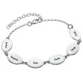 wholesale S925 Silver Oval Bracelet Engraved with 3-6 Names for Cross-Border Gifts for Family-0-4