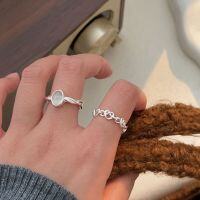 wholesale S925 Sterling Silver Korean Version Woven Love Heart Ring with Cat's Eye Stone, Minimalist Ins Luxury Understated Style-Sterling Silver-Woven