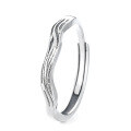 wholesale S925 Sterling Silver Korean Style INS Trend Minimalist Textured Open Ring Fashionable Statement Ring Accessory-0-4