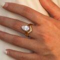 wholesale S925 Silver Two-Piece Set Moissanite Ring with Pear-Shaped Center Stone, Best-Selling Ring Set for Independent Websites, Wholesale-0-3