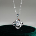 Sterling Silver Pendant with 1-Carat Moissanite Four-Leaf Clover Necklace Wholesale-0-4