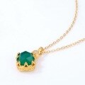 wholesale S925 Silver Spring New Green Agate Geometric Small and Exquisite Lace-Edged Pendant for Women Wholesale-0-4