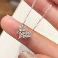 wholesale S925 Sterling Silver Detachable Four-Leaf Clover Pendant with Diamond Inlay, Fashionable and Luxurious Niche Design High-End Collarbone Necklace-0-3