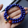 wholesale Gold-plated design, natural old mine imperial lapis lazuli approximately 8mm multi-strand bracelet with no white and minimal gold, elegant and handstring-0-2