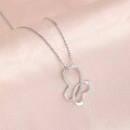 wholesale S925 Sterling Silver Versatile Double Heart Sweet Pendant Women's Simple and Fashionable Zircon Necklace Gift for Girlfriend-0-2
