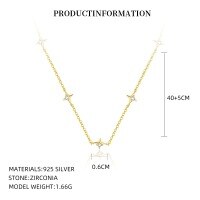 wholesale S925 Sterling Silver Evil Eye Necklace Set With French-style Flower Ring And Zircon Earrings-A4000_White Zirconium_18K Yellow Plated 925 Silver