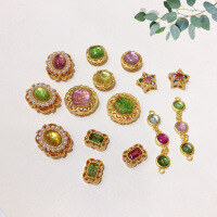 wholesale S925 Gold-Plated Silver Natural Tourmaline Square Star Three-Connector Accessory Bracelet Necklace String Charm DIY Handmade Spacer Bead-Style 7