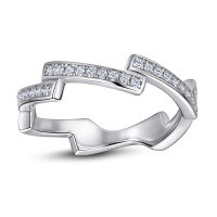 wholesale 18k Gold Plated 925 Sterling Silver Wave Ring for Women, Niche Wholesale Ring-Platinum US size 9#