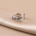 wholesale S925 silver crown ring for women, gift for girlfriend, elegant, fashionable, and unique statement ring, retro minimalist style, trendy Instagram index finger ring-0-3