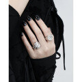 wholesale S925 Sterling Silver Korean-style Small and Unique High-end Asymmetric Textured Inlaid Diamond Open Ring for Women-0-2