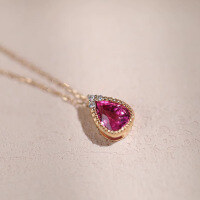 wholesale S925 Sterling Silver All-Over Red Elk Waterdrop Pendant Fashion Versatile Minimalist Women's Personalized Necklace Daily Commute Bestseller-BX0444-Gold 925 Silver