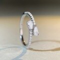 wholesale S925 silver moissanite ring teardrop-shaped asymmetrical row ring women's ring cluster-set crown single tail ring stackable wholesale-0-3