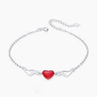 wholesale Metal S925 Sterling Silver Drip Oil Heart Hand Chain Women Creative Jewelry Wholesale Dropshipping-Platinum-003269 S925 silver
