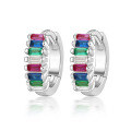 wholesale 925 Sterling Silver Earrings for Women, Cross-Border Exclusive Colored Zircon Square Earrings, Small and Minimalist Advanced Sense Hoop Earrings, Processing and Customization-0-18