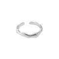 wholesale S925 Sterling Silver Korean Version INS Niche Design Sense Minimalist Irregular Textured Open Ring for Women-0-5