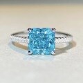 wholesale S925 Sterling Silver Four-Prong Ring with Aquamarine and Zircon, Bestselling European and American Style Silver Ring That Does Not Fade, Wholesale-0-3