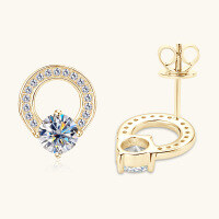 wholesale S925 Sterling Silver European and American Small Luxury Style Moissanite Earrings Fashion High-End Ear Accessories Christmas Bell Ear Drops Wholesale-White 0.59 carats+0.59 carats