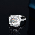 S925 Silver Moissanite Ring 5ct Asscher Cut-0-2