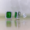 wholesale S925 Sterling Silver Earrings Retro Cultivated Emerald Cut 6*8 Summer Versatile Women's Jewelry Live-0-1